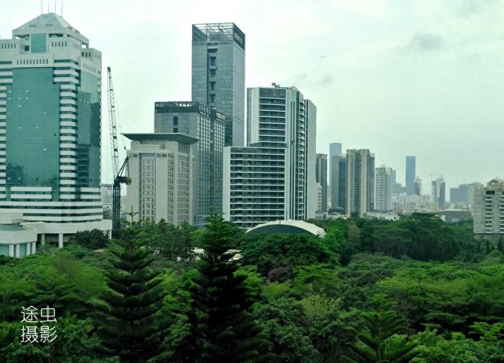 在深圳大学俯瞰深圳最强区南山区，天际线壮观，绿化更值得点赞！