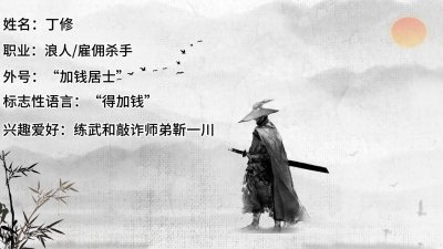 ​让我们来认识一下，人气很高，字很润，号加钱居士的浪人丁修。