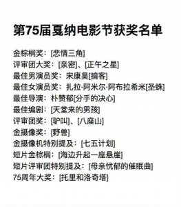 2022戛纳电影节获奖名单出炉